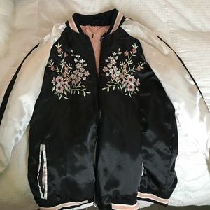 Silky embroidered bomber jacket